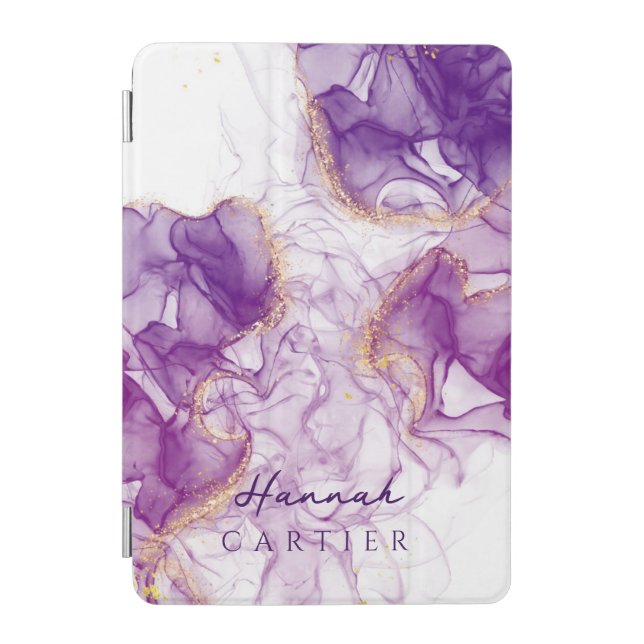 Royal Amethyst GoldGlitter Watercolor Customizable iPad Mini Cover (Front)