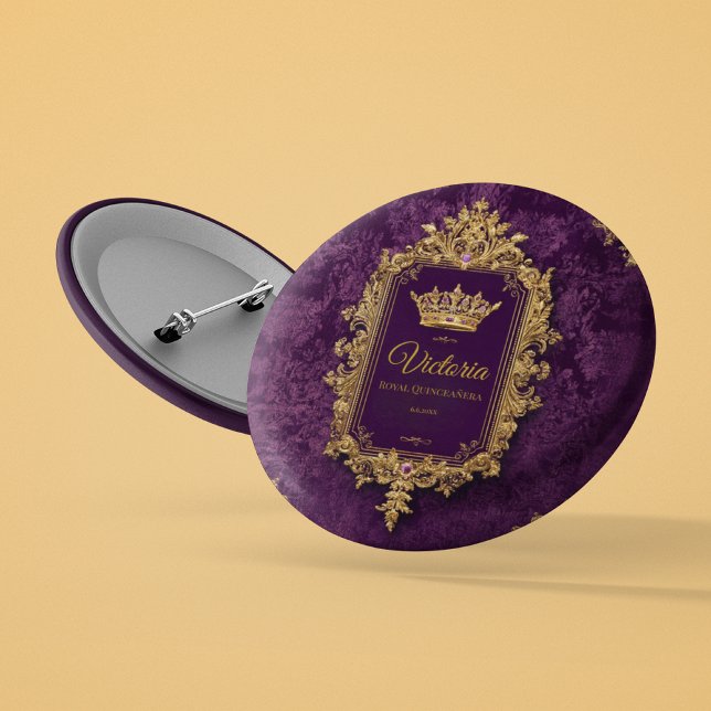 Royal Amethyst Quinceañera, custom Button (Creator Uploaded)