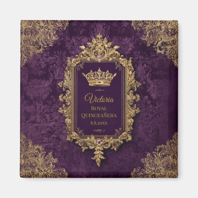 Royal Amethyst Quinceañera, custom Magnet (Front)