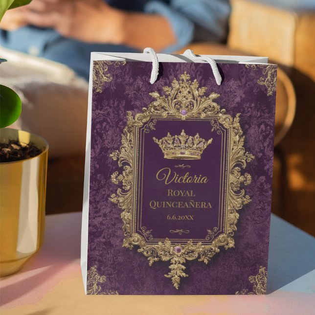 Royal Amethyst Quinceañera, custom Medium Gift Bag (Creator Uploaded)