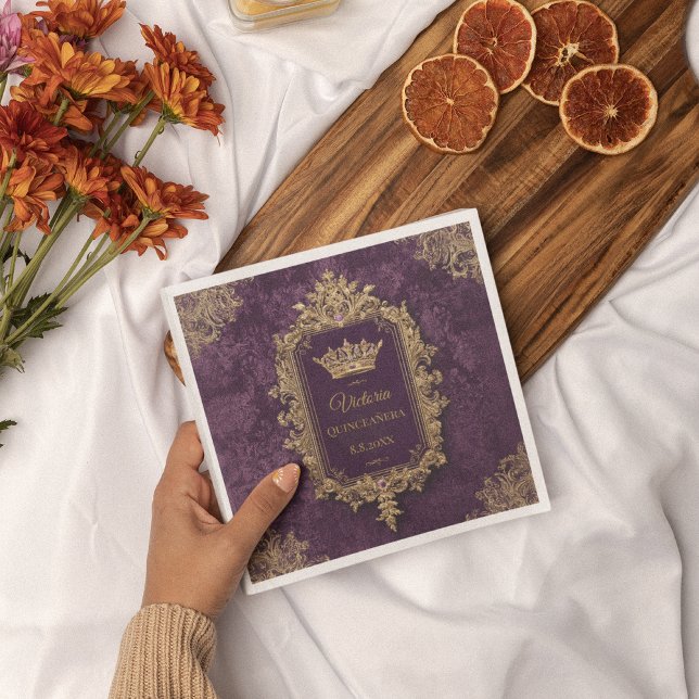Royal Amethyst Quinceañera, custom Napkins (Creator Uploaded)