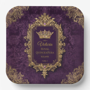 Royal Amethyst Quinceañera, custom Paper Plates