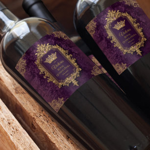 Royal Amethyst Quinceañera, custom Sparkling Wine Label