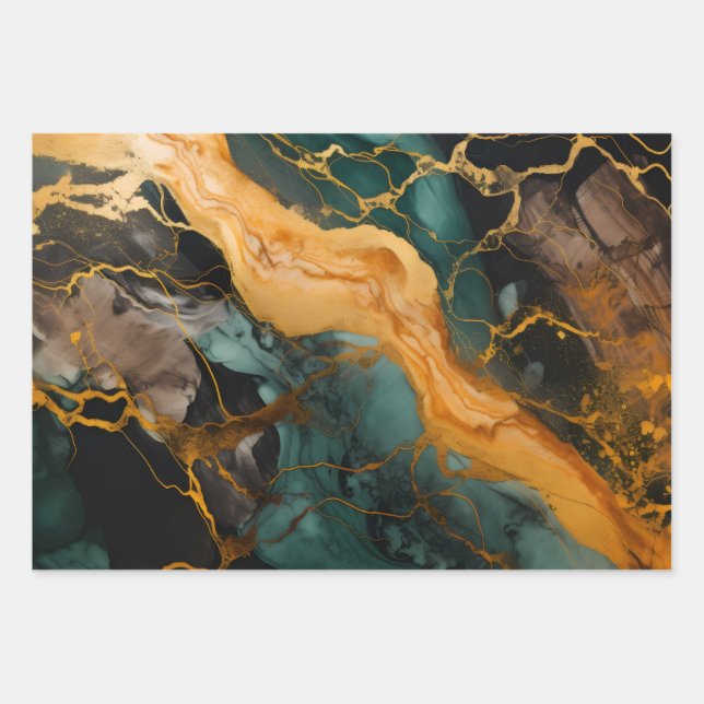 Royal Amethyst Swirl Wrapping Paper Sheets (Front)