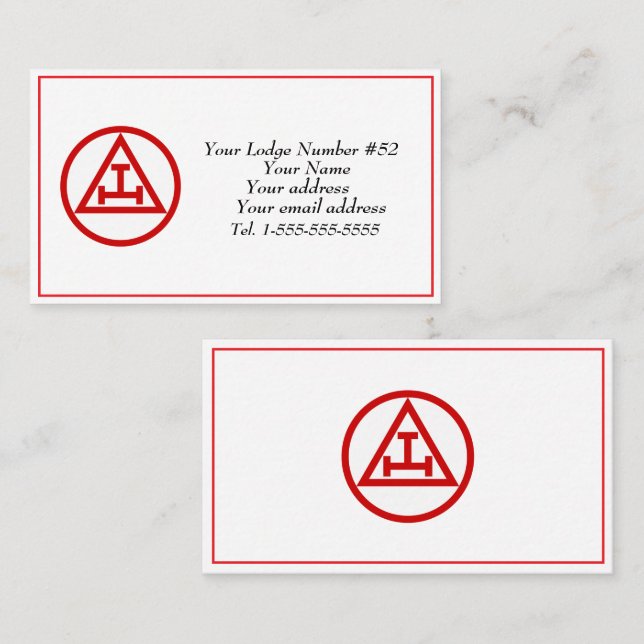 Royal Arch Freemason Freemasonry Symbol Masonic  Business Card (Front/Back)