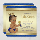 Royal Baby Boy Blue Gold Ethnic Prince Baby Shower Invitation (Front/Back)