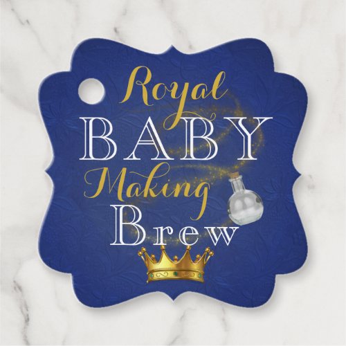 Royal Baby Making Brew Blue  Gold Baby Shower Favor Tags