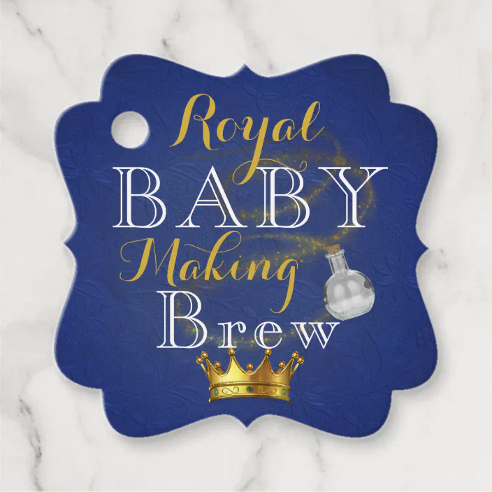 Royal Baby Making Brew Blue Gold Baby Shower Favor Tags Zazzle Com