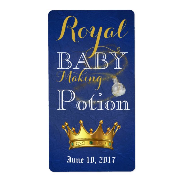 Royal Baby Making Potion Blue & Gold bottle labels (Front)