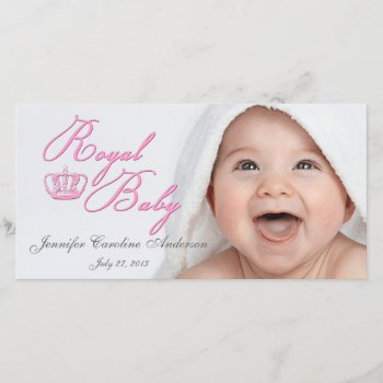 Royal Baby Pink With Crown Announcement by MovieFun at Zazzle