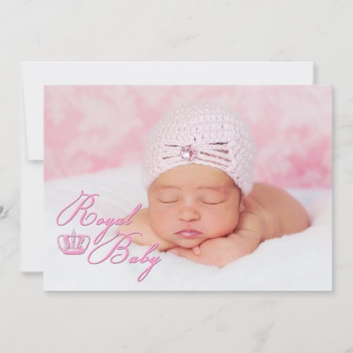 Royal Baby Pink With Crown Birth Announcement