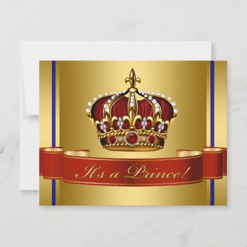 Royal Baby Red Blue and Gold Prince Baby Shower Invitation