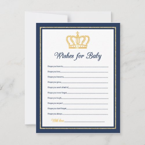 Royal Baby Shower wishes for baby Advice Card