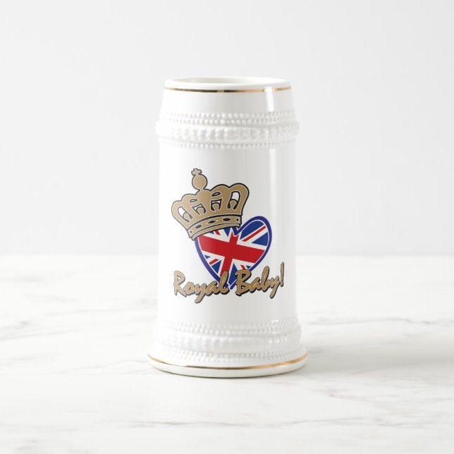 Royal Baby UK Heart Flag Beer Stein (Center)