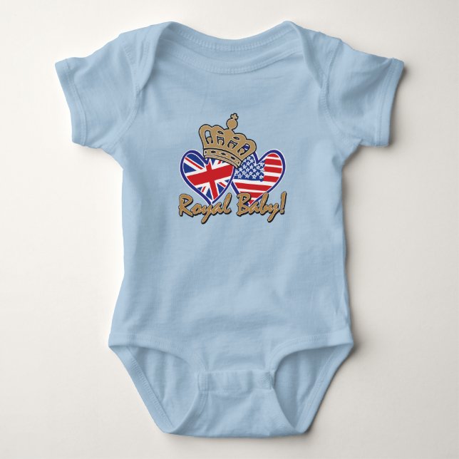 Royal Baby - USA and UK Hearts Baby Bodysuit (Front)