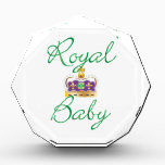 Royal Baby with Purple and Gold Crown Acrylic Award<br><div class="desc">An adorable,  classy design celebrating the royal birth!  The words Royal Baby in emerald green,  and a classic purple velvet crown with pearls,  rubies,  and emeralds.  Great for your own royal baby!</div>