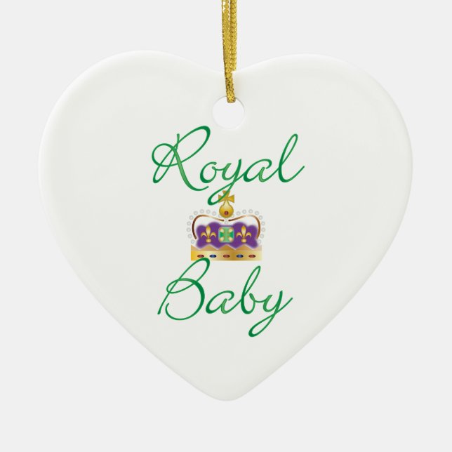 Royal Baby with Purple and Gold Crown Ceramic Ornament (Front)