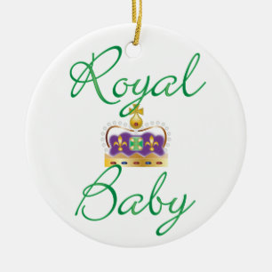 Royal Baby with Purple and Gold Crown Ceramic Ornament