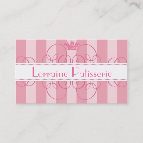 Royal Bakery Pink Calligraphy Crown Business Cards