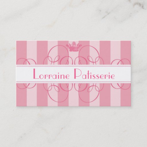 Customizable Royal Bakery Pink Calligraphy Crown Business Cards
