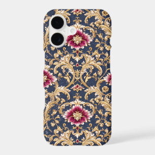 Royal Baroque Floral on Deep Blue iPhone 17 Case