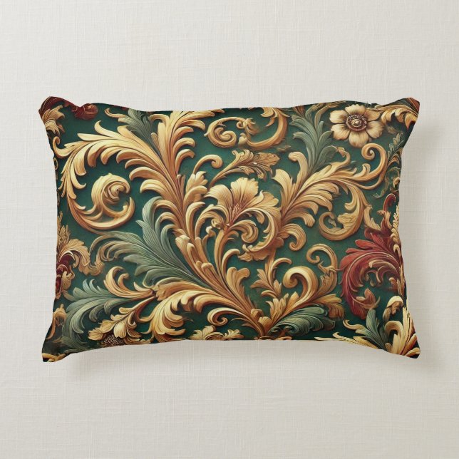 Royal Baroque Floral Pattern Accent Pillow (Front)