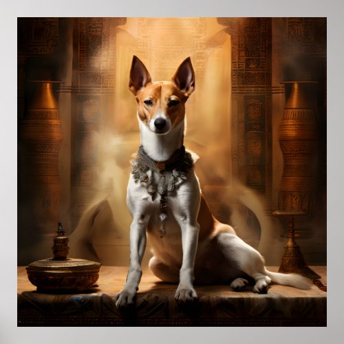 Royal Basenji in Egyptian Pyramid Poster