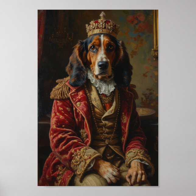 Royal Basset Hound Portrait Poster (Front)