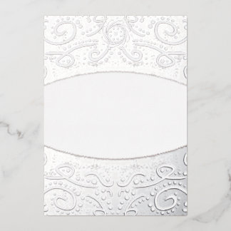 Royal Batik Floral Wedding Invitation Dusty Grey Foil Invitation