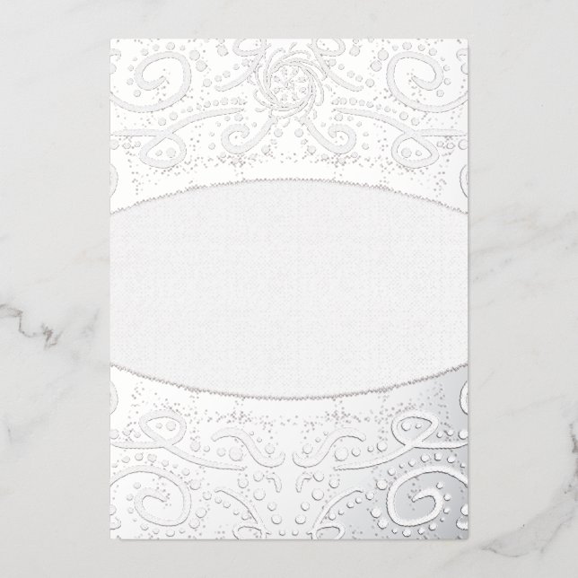 Royal Batik Floral Wedding Invitation Dusty Grey Foil Invitation (Front)