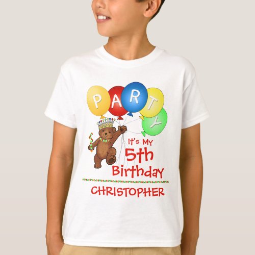 Royal Bear 5th Birthday Party Custom T_Shirt