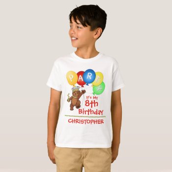 Royal Bear 8th Birthday Party Custom T-shirt by anuradesignstudio at Zazzle