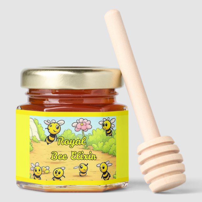 Royal Bee Elixir - A Sweet Adventure Honey Jar Favors (Front)