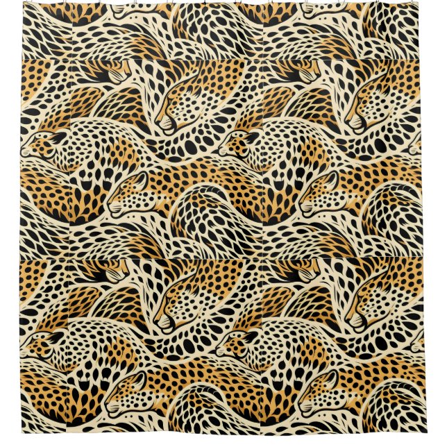 Royal Beige Cheetah Art Pattern Shower Curtain (Front)