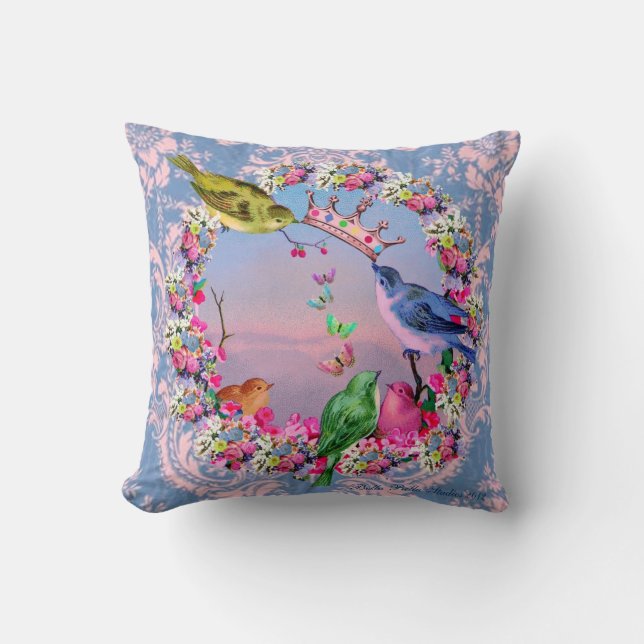Royal Birds by Bella Bella Studios Throw Pillow (Front)