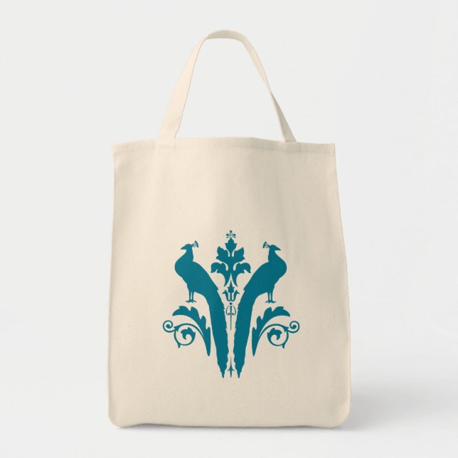 ROYAL BIRDS Teal Organic Tote Bag (Front)