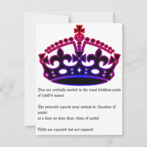 Royal birthday invitation