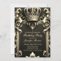 Royal Birthday Party Crown Ornate Invitation