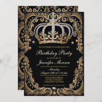 Royal Birthday Party Crown Ornate Invitation