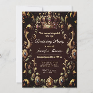 Royal Birthday Party Crown Ornate Invitation