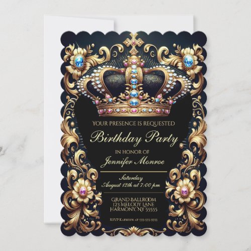 Royal Birthday Party Crown Ornate Invitation