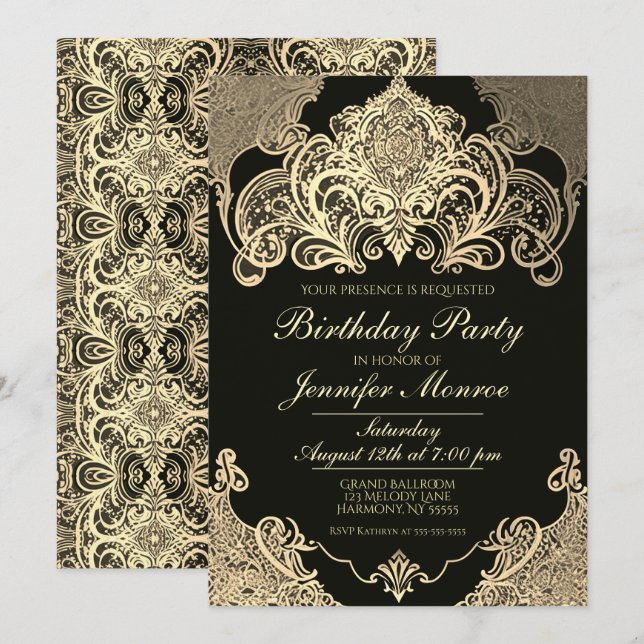 Royal Birthday Party Crown Ornate Invitation (Front/Back)
