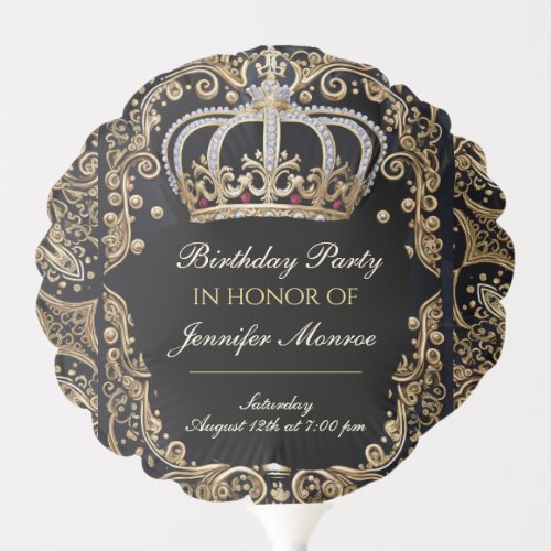 Royal Birthday Party Crown Ornate Invitation Balloon