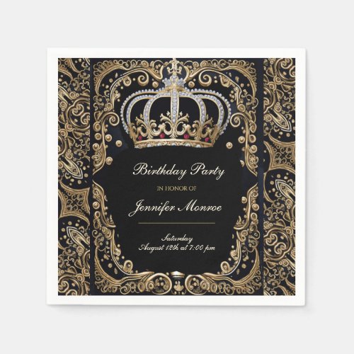 Royal Birthday Party Crown Ornate Invitation Napkins