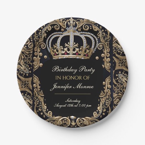 Royal Birthday Party Crown Ornate Invitation Paper Plates