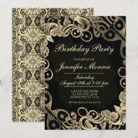 Royal Birthday Party Gold Ornate Invitation
