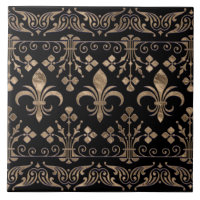 Royal black and gold Fleur-de-lis ornament