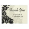 Royal Black Damask Wedding Thank You 5x7