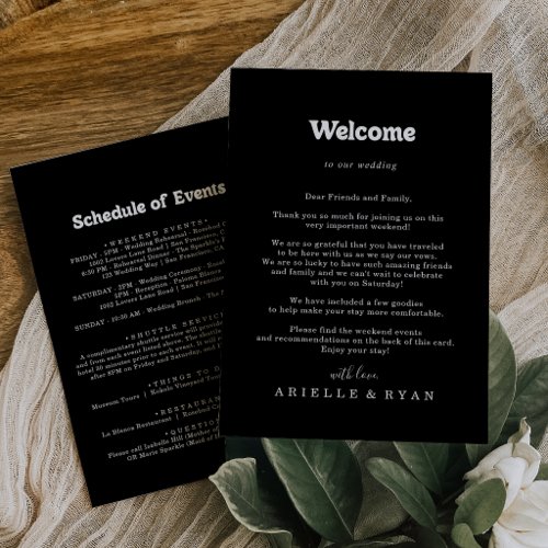 Royal Black Formal Minimal Wedding Welcome Letter