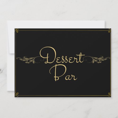 Royal black gold Dessert Bar  Wedding Sign Card